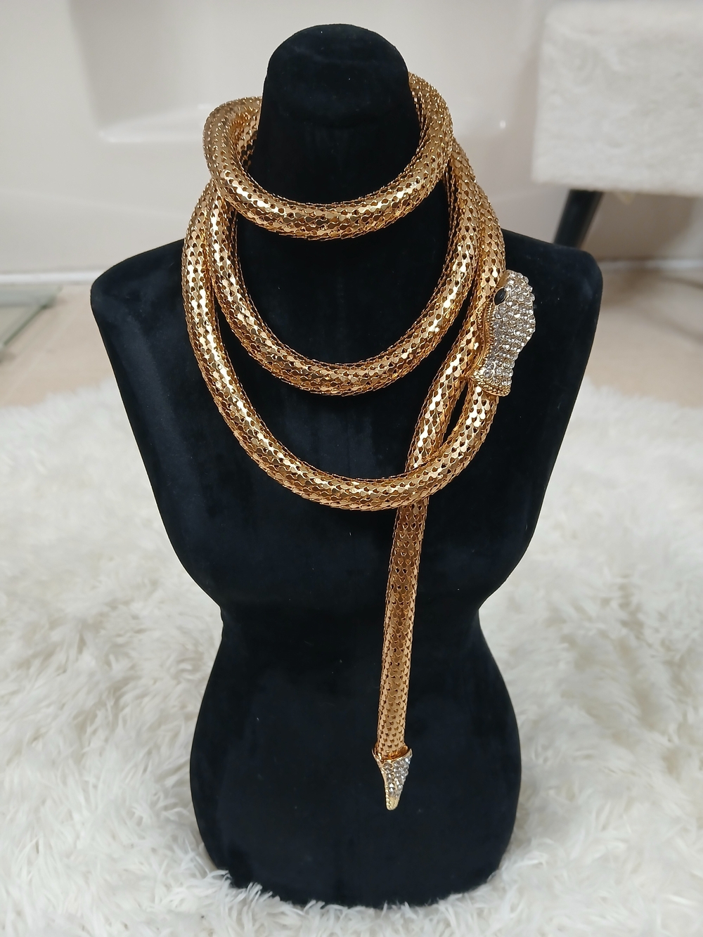 Gold Snake Chain Statement Necklace by